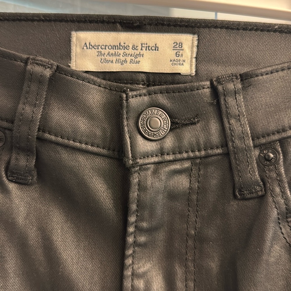 Abercrombie & Fitch faux leather ankle straight ultra high rise